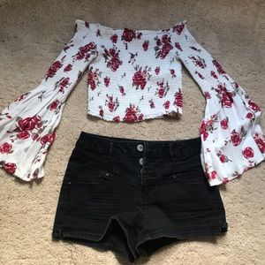 Cropped top and shorts